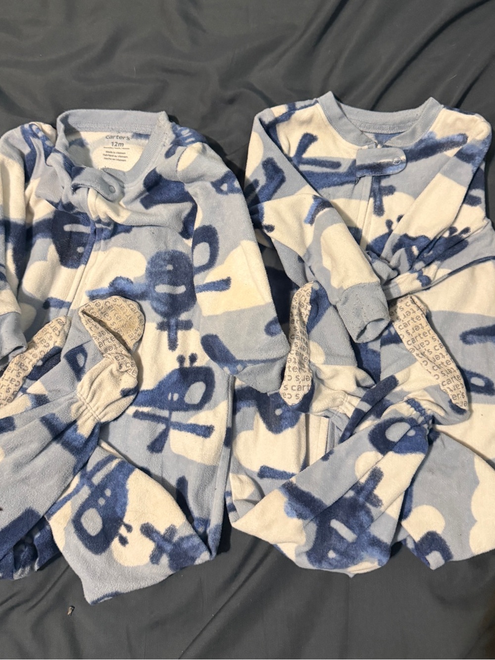 Carter's Blue and White Helicopter Fleece Sleep Sacks